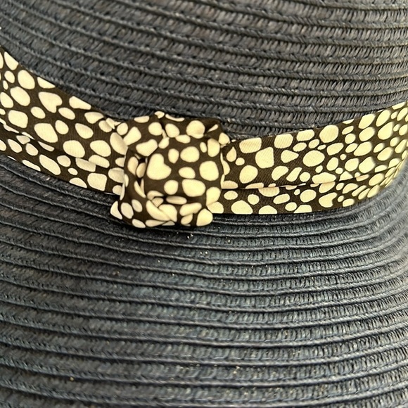 Serra Paper Natural Floppy Boho Beach Hat Sunshade w/ Ribbon Navy OS NWT - Picture 5 of 8